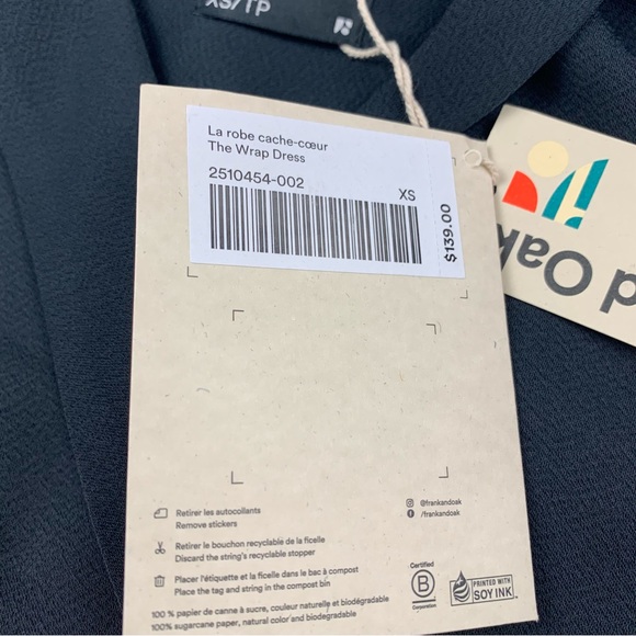 NWT !! Frank and Oak the long sleeves wrap dress in black size XS - Picture 7 of 10